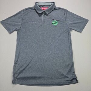 CCM Edmonton Oilers Hockey Team Logo Polo Shirt Men's Medium Grey Short‎ Sleeve